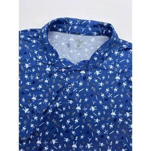 1764 Polo Shirt Men's‎ Large Blue Golf Polo Short Sleeve Grill BBQ Geometric